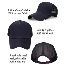 Oversize XXL Baseball Cap for Men, Extra Large Hat for Big Heads 23.6"-25.6", Plus Size Structured Mesh Dad Trucker Hats