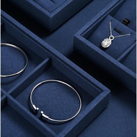 Oirlv Blue Microfibre Jewellery Trays 12 Grids Earrings Bracelets Display Organiser Trays