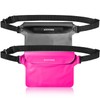2-Pack Waterproof Pouch Bag with Waist Strap, Pink and black,
