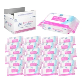 Dynarex Baby Wipes - Non-Alcohol Wipes for Babies with Lanolin & Aloe to Moisturize Skin - Resealable Soft Pack - Unscented - 5x7", 80 Wet Wipes per Pack, 24 per Case