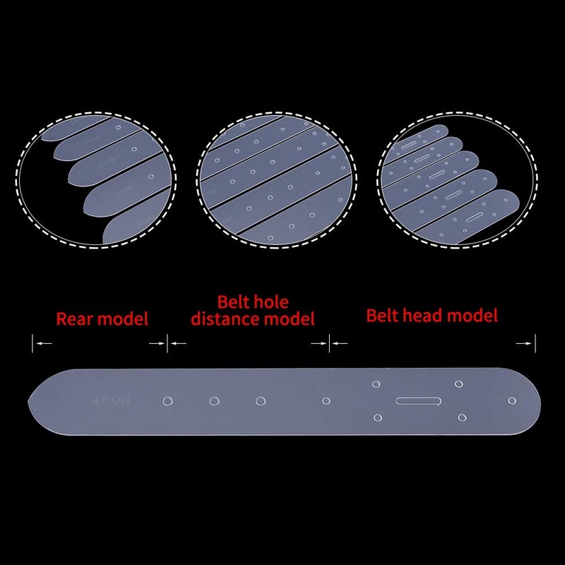 HilBeliFU 5Pcs Belt Templates Set, Translucent Belt Punching Template, PVC