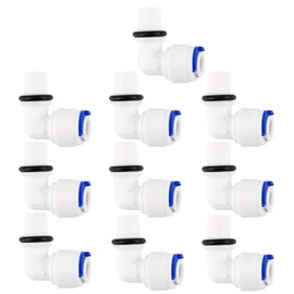sourcing map 1/8 Inch BSP Male to 1/4 Inch External Diameter L Type Quick Connector Water Treatment Pipe Connector Durck for Connecting Water Hose Connection Pack of 10