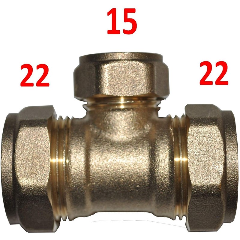 22mm x 22mm x 15mm Compression Reducing Tee