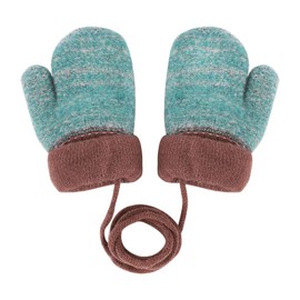 IPENNY Kids Baby Toddlers Cute Bear Winter Mittens Thick Fleece Lined Knit Gloves with Neck Hang String Full Finger Warm Ski Gloves Cold Weather Outdoor Hand Warmer Wear for Kids Ages 0 to 3