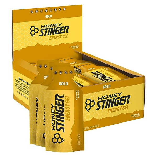 Honey Stinger Gold Energy Gel | Gluten Free & Caffeine Free | for Exercise, Running and Performance | Sports Nutrition for Home & Gym, Pre and Mid Workout | 24 Pack, 26.4 Ounce