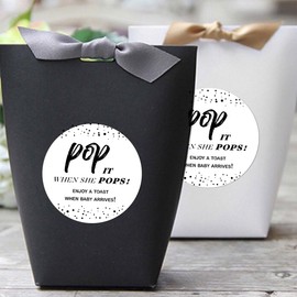 POP it When She Pops! Baby Shower Toast Stickers - Classic Finish | 120 Pieces, 1.6 Inch Round (Classic)