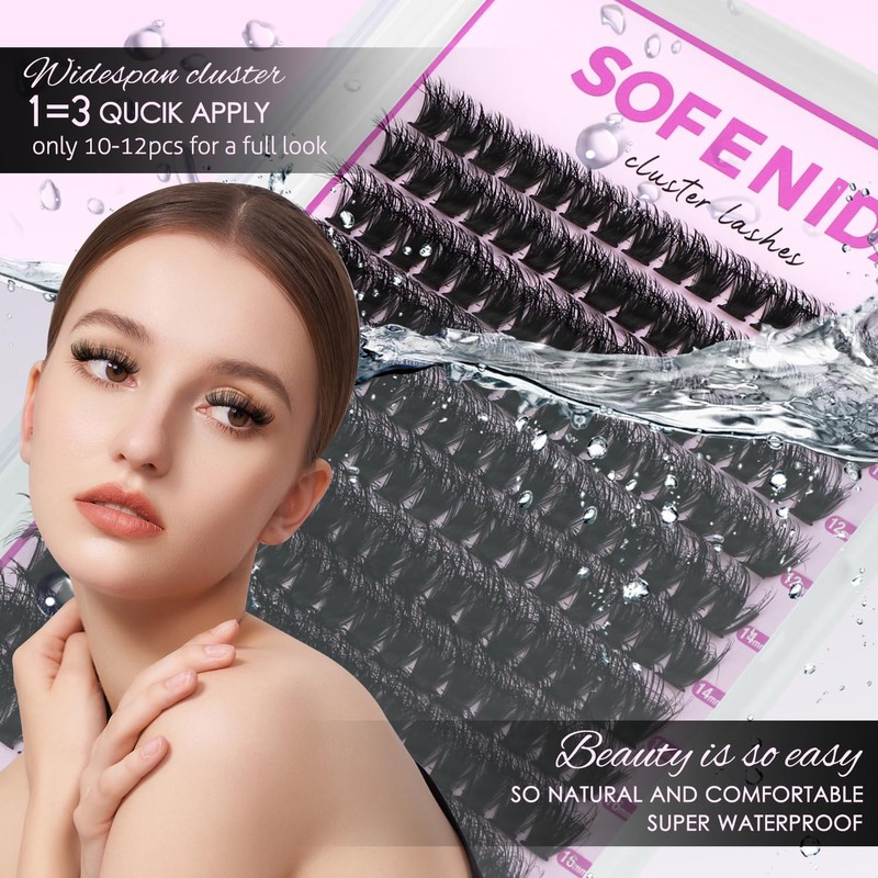 SOFENIDA Lash Clusters Kit 100D Thick Cluster Lashes 10-18mm Volume
