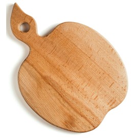 ECOSALL Apple-shaped Solid Wood Cutting Board With Handle For Fruit and Veggies – Small Wooden Bread Board, Cheese Serving Platter, Round Charcuterie Board – 100% Natural, Reversible, Presentable