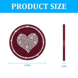 ipelo Heart Bling Car Cup Holder Coaster, 2PCS Universal Crystal Rhinestone Loving Heart Car Coasters, Cute Vehicle Anti-Slip Drink Cup Mat, Auto Interior Accessories Universal for Women (Coffee)