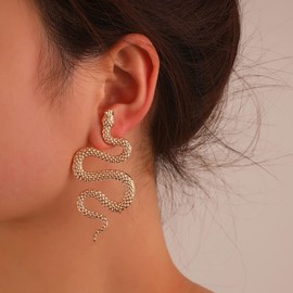 Snake Earrings for Women Punk Gold Silver Snake Earrings Gothic Personality Snake Dangle Drop Earrings Jewelry (snakeB)