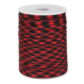 PATIKIL Paracord Rope 330 lb, 4 mm 7 Strands Lanyard Spool Cord for Tent Camping, Hammock, Hiking, Fishing, Survival Bracelet, DIY Projects, Red and Black Chequered, 30 m