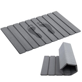 THMINS Roll Out Stone Bath Mat, Foldable Diatomaceous Earth Bath Mat 24x16 inch, Super Absorbent, Quick-Drying, Non-Slip, Space-Saving, Easy to Clean for Bathroom/Kitchen