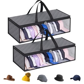 VASA NAMA Paquete de 2 bolsas de almacenamiento para béisbol, Almacenamiento de Gorras de Béisbol, Organizador para Sombreros con 2 Asas de Transporte para Clóset, a Prueba de Humedad y Polvo
