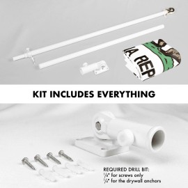 G128 5 Feet Tangle Free Spinning Flagpole (White) California Flag Double Sided