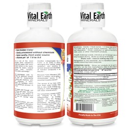 Vital Earth Minerals Fulvic Minerals Liquid – Fulvic Acid Supplement with 70+ Trace Minerals, Electrolytes for Energy & Vitality, 32 Oz Ea + 1 Oz Cup
