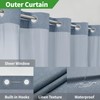 eachope Extra Long No Hooks Needed Linen Textured Shower Curtain