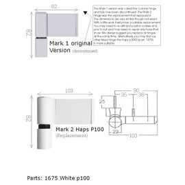 Haps Colonia P100 Flag Door Hinge White