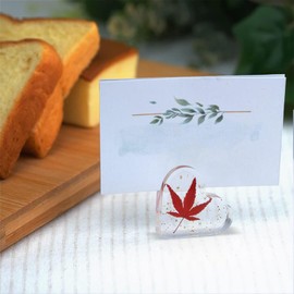 Qaixwuyi Double-Sided Photo Frame, Resin Photo Stand, Acrylic Heart Shaped Desktop Ornament, Photo Stand, Postcard Holder for Home Decoration, Business Card Holder