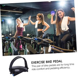 LALAFINA 1 Pair Exercise Bike Pedals for Bike Non-skid Comfortable Large Base Adjustable Straps Random Style