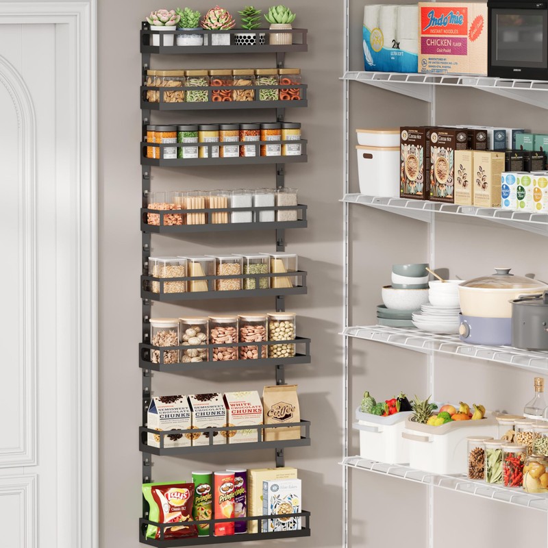 X-cosrack 8-Tier Adjustable Spice Rack – Wall-Mounted Space-Saving Organizer with