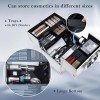 Frenessa Portable Makeup Train Case Organizer with Lock 4 Trays