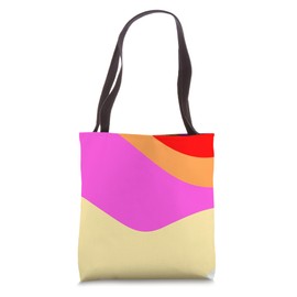 Retro Waves Swirls Pastel Rainbow Wavy Stripes 70s Aesthetic Tote Bag