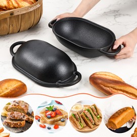 Maxdot 4qt Dutch Oven with Lid Enameled Cast Iron Sourdough Bread Pan for Christmas Baking Non Stick Single with Loop Handles for Christmas Family Homemade Breadbaking(Black)