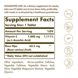 SOLGAR Solgar Vitamin C 1000 mg with Rose Hips Tablets - Pack of 250 - Supports Immunity - For Tiredness and Fatigue - Collagen Formation Support - Vegan