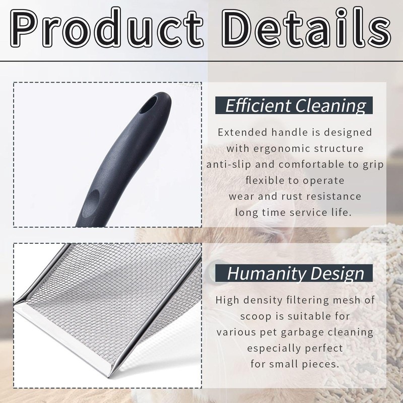 MEMOFYND 2 Pieces Cat Litter Scoop And 2 Hooks, Stainless