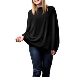 Mãe Baby Manta de Lactancia para Amamantar Multiusos 4 en 1 | Transpirable, No se Transparenta, Tela Premium | Color Negro Liso