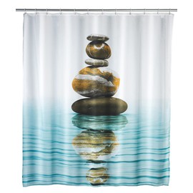 Wenko 20961100 Shower curtain Meditation highquality textile fabric, washable, Plastic Polyester, Multicoloured