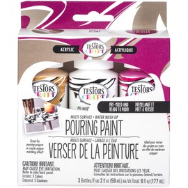 Testors Craft Pouring Paint GLD WHT, Gold, White, Fuschia