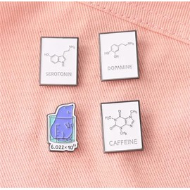 Molecular Structure Dopamine Enamel Pin Celluine Beaker Metal Brooches Badges for Science Lover Physical Science Themed Party Gift