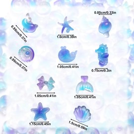 100pcs Ocean Nail Charms, Resin 3D Beach Nail Charms Luminescent Design DIY Jewelry Making Summer Ocean Series Decorations for Art Craftsmanship