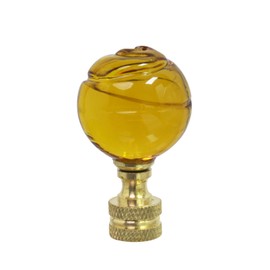 Aspen Creative 24015 Yellow Glass Ball Lamp Finial in Solid Brass Finish, 2" Tall (1 Pack)