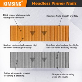 KIMSING P612SS(12mm) 23 Gauge Stainless Steel Micro Pin Nails 9,000 Pcs/Box, Headless Pinner Nails for Pneumatic Pin Nailer