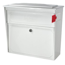 Mail Boss 7179 Townhouse Locking Security Wall Mount Mailbox, Alpine White