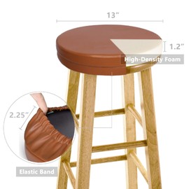 Shinnwa Bar Stool Cushion Leather Bar Stool Covers Round Waterproof Foam Padded Seat Cushions with Elastic and Non Slip Backing 13 Inch Burnt Orange