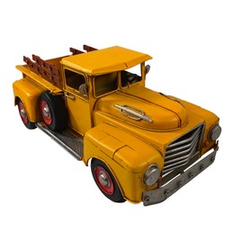 Berfutall-13'' Iron Classic Yellow Truck Pick-up Model Collectible Vehicle Decoration, Metal Truck Christmas Decor ，Unique Blend of Vintage, Rustic, Farmhouse Truck Decor for Table Top Decor. (E)