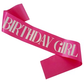 KETAOO Birthday Girl Sash, Silver Foil Hot Pink Birthday Sash for Girl Sweet 16th 18th 20th 21st 30th Fun Birthday Party Gifts Favors Decorations
