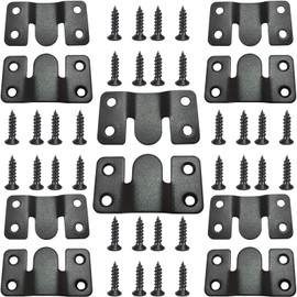 10Pcs Black Flush Mount Brackets 2.1" x 1.3" Stainless Steel Interlock Photo Hanging Buckle, Heavy Duty Picture Hanger Sectional Connector Z Clips Headboard Wall Mounting Brackets with Screws