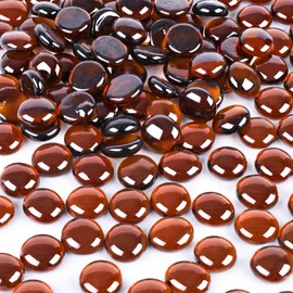 DomeStar 2LB Amber Flat Glass Marbles, Decorative Marbles for Vases Aquarium Pebbles Fish Tank Rocks Vase Fillers DIY Crafts Table Scatter Decor