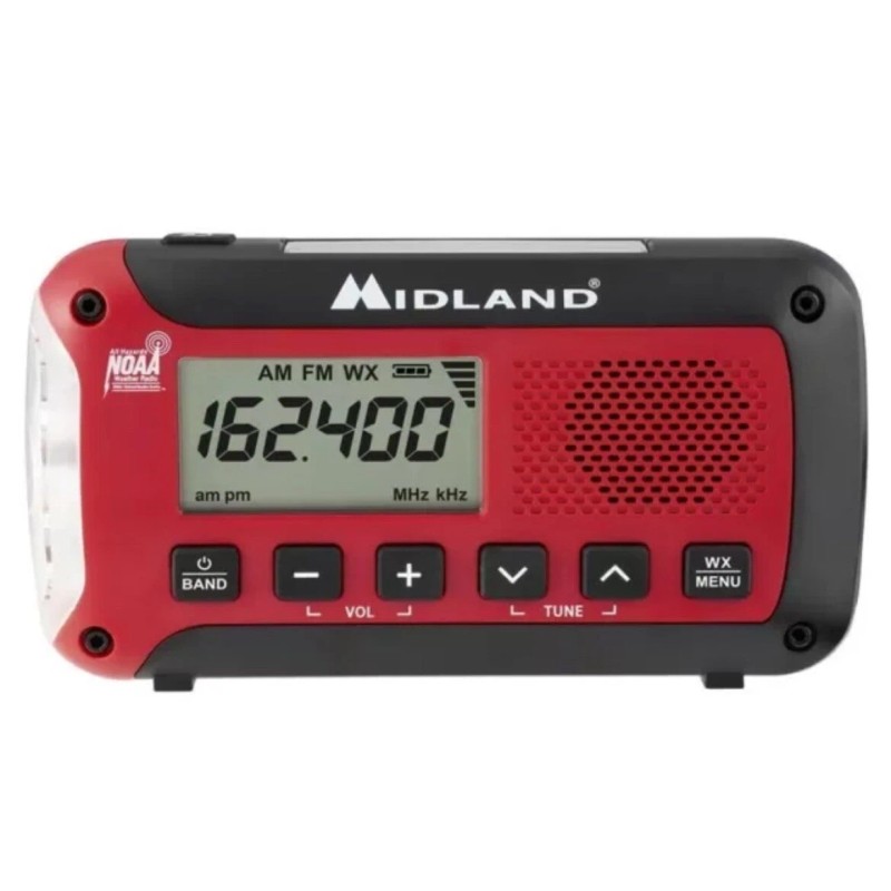Midland Emergency Alert Weather Radio Portable W/Flashlight, Black Red ER50