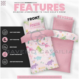 GC GAVENO CAVAILIA Super Soft Cutie Suraus Single Kids Bedding For Girls, Luxury Animal Printed Reversible Dinosaur Bedding, Breathable Printed Kids Bedding With Pillowcase, Pink