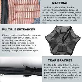 Drasry Fishing Trap Foldable Fish BaitNet for Minnow Crab Crayfish Crawdad Shrimp Trap Cage Collapsible Easy Use Fishing 6