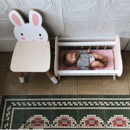 Tender Leaf Toys - Forest Table and Chairs Collections - Adorable Kids Size Art Play Game Table and Chairs - Made with Premium Materials and Craftsmanship for Children 3+ (Forest Rabbit Chair)