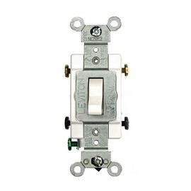 Leviton CS215-2W 064-Cs215-02W Grounded Toggle Switch, 120/277 Vac, 15 A, 2 P, White