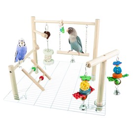 Small Bird Playground for Top of Cage Tree Bird Stands for Parrots Bird Play Ground - Outside Bird Cage Toys - Outside Bird Cage Accessories - Top Bird Cage Perch Cockatiel Playground (White, Small)