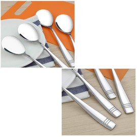 DynkoNA Set of 6 Serving Spoons, Stainless Steel, Kitchen Large Spoons Set