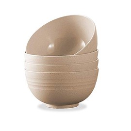 4 PCS 4.7inch Lightweight Wheat Straw Bowl, Unbreakable Cereal Pasta Bowls Microwave& Dishwasher Safe, Reusable Tableware Dinnerware Fruit Snack Container (Small, BEIGE)